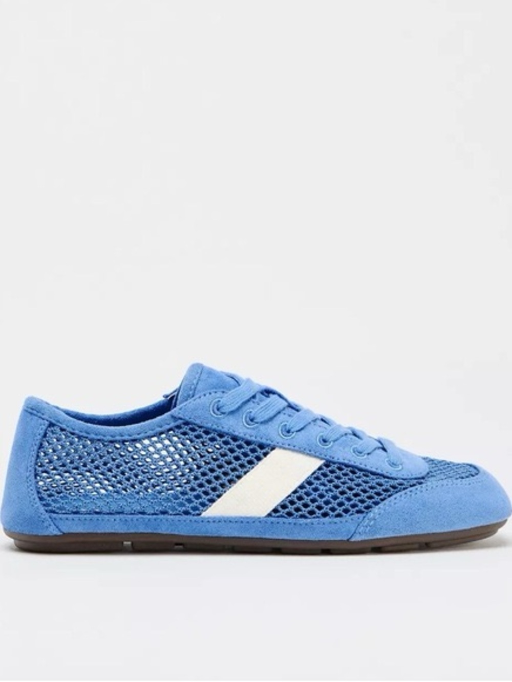 LIKE NEW NEVER WORN Zara Blue Mesh Lace-Up Flats with White Side Stripe